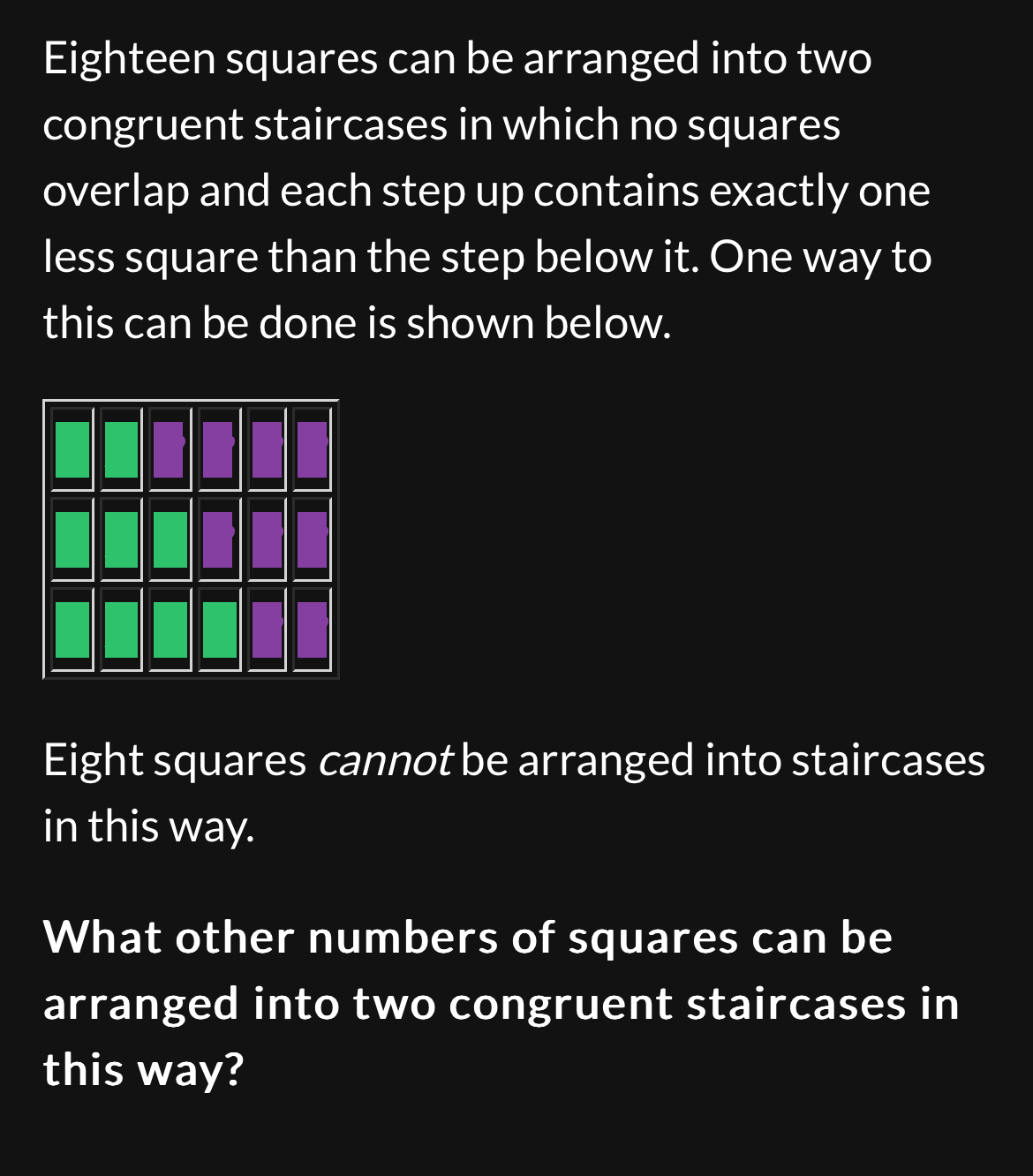 Solved Eighteen squares can be arranged into two congruent | Chegg.com