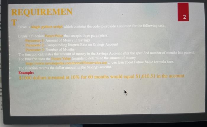 Solved REQUIREMEN T 2 Create a single python script which | Chegg.com