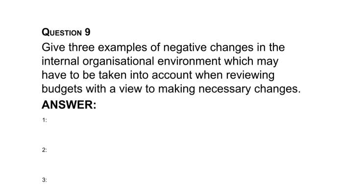 Solved QUESTION 9 Give three examples of negative changes in | Chegg.com