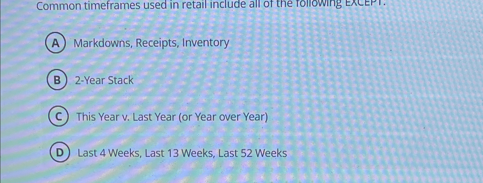 Solved Markdowns, Receipts, Inventory2Year StackThis Year