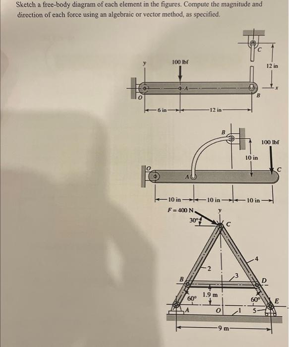 solved-sketch-a-free-body-diagram-of-each-element-in-the