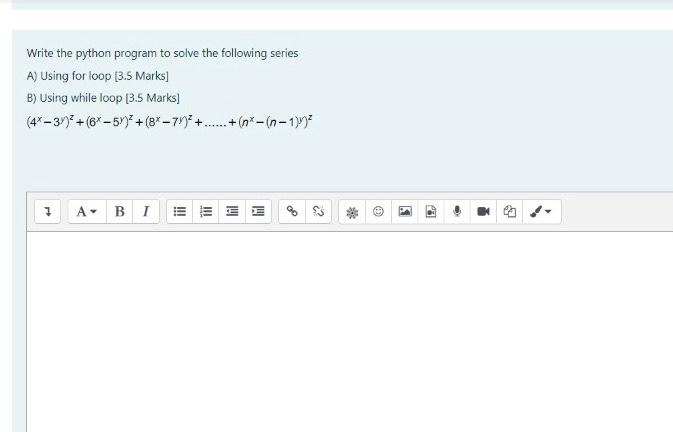 Solved Write the python program to solve the following | Chegg.com