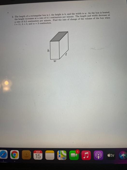 Solved 3. The length of a rectangular box is I, the height | Chegg.com