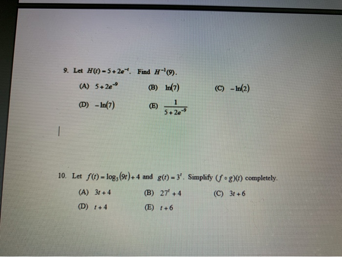 Solved 9 Let H 5 2e Find 9 A 5 2e 9 B In 7 C Chegg Com