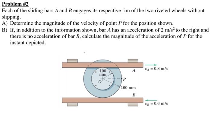 Solved Problem #2 Each Of The Sliding Bars A And B Engages | Chegg.com