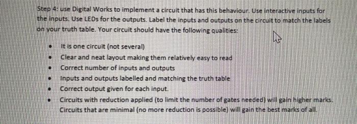 Solved Step 4: use Digital Works to implement a circuit that | Chegg.com