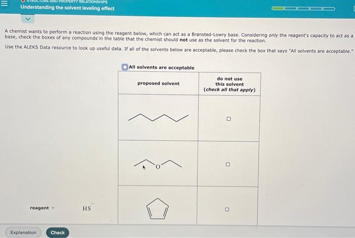 Solved TIONSHIPS Understanding the solvent leveling effect A | Chegg.com