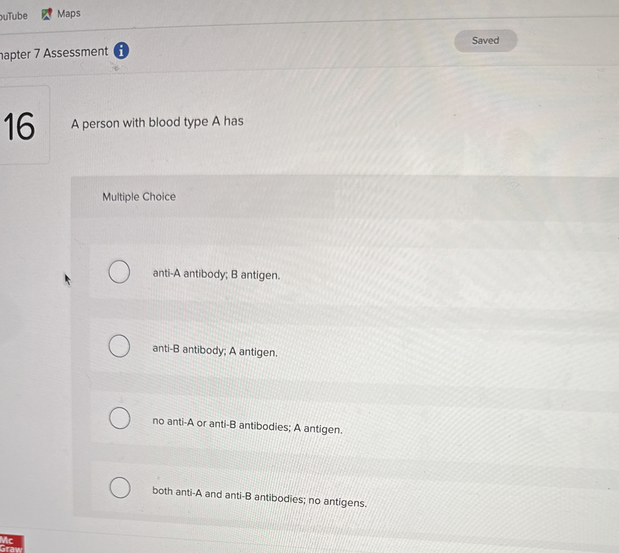 Solved A person with blood type A hasMultiple ChoiceantiA