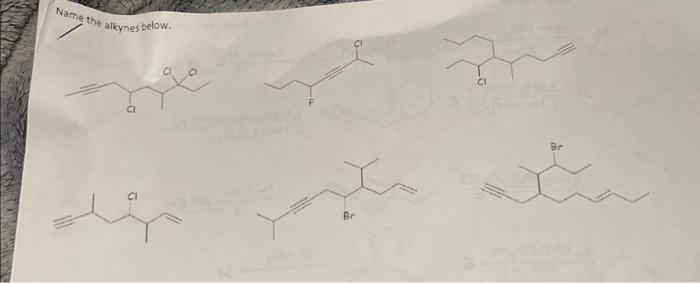 Name the alkynes below.