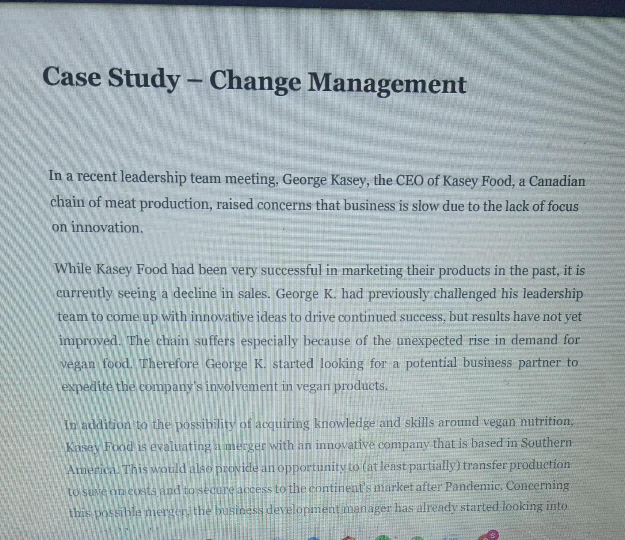 case study on change process