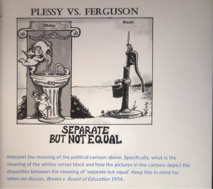 PLESSY VS. FERGUSON Black Whites SEPARATE BUT NOT 