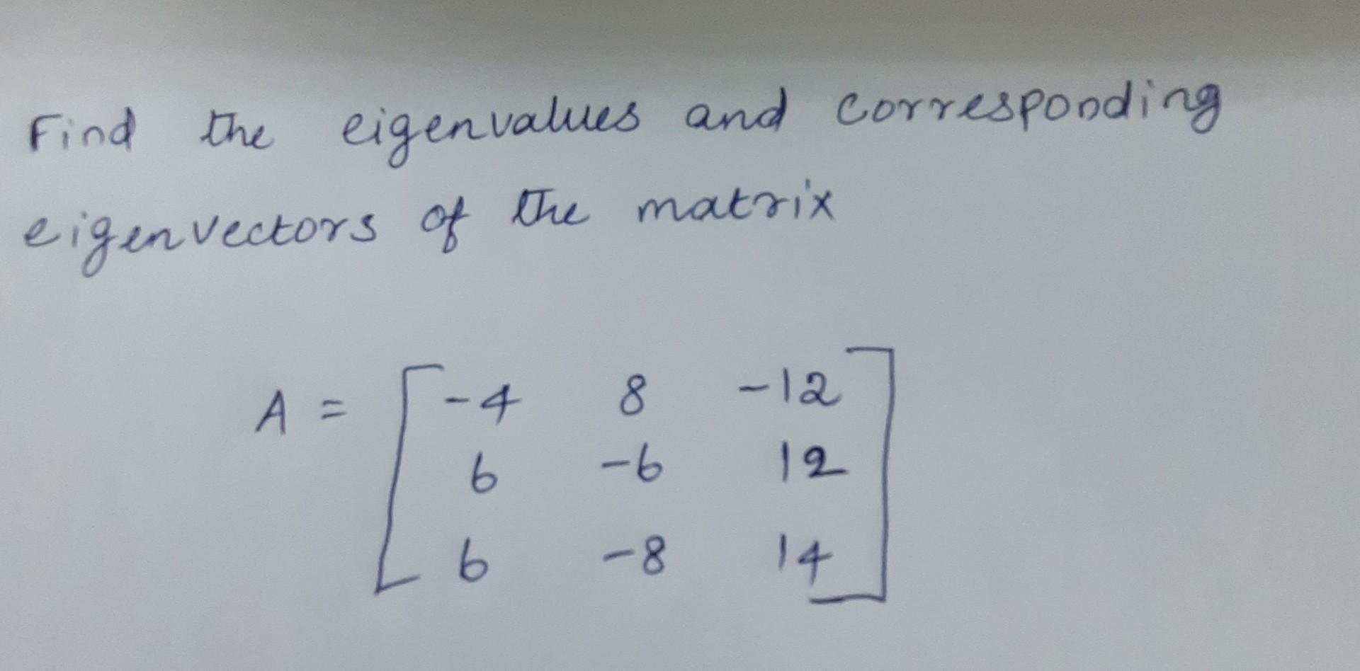 Solved Find the eigenvalues and corresponding eigen vectors | Chegg.com