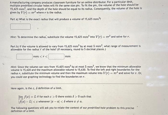 Solved Hint: In the ε,δ definition of a limit, a appears in | Chegg.com