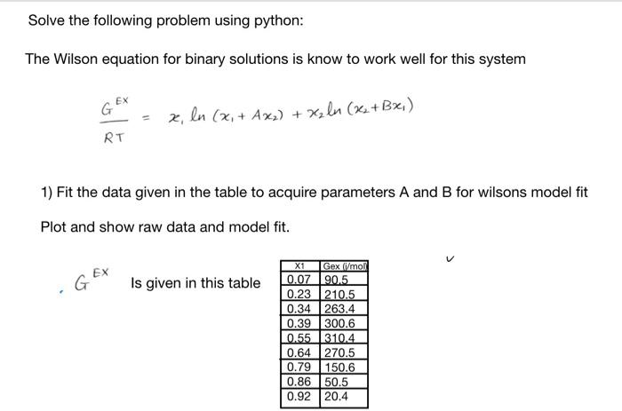 Solve the following problem using python: The Wilson | Chegg.com