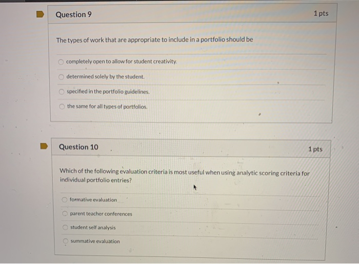 Question 9 1 pts The types of work that are | Chegg.com