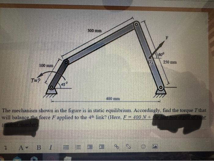 Solved The mechanism shown in the figure is in static | Chegg.com