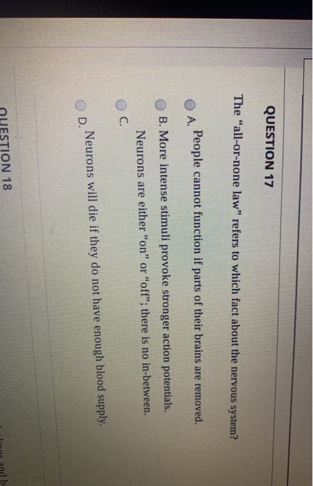 Solved QUESTION 17 The all or none Law Refers To Which Chegg
