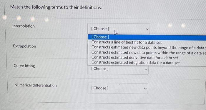 Solved Match the following terms to their definitions: | Chegg.com