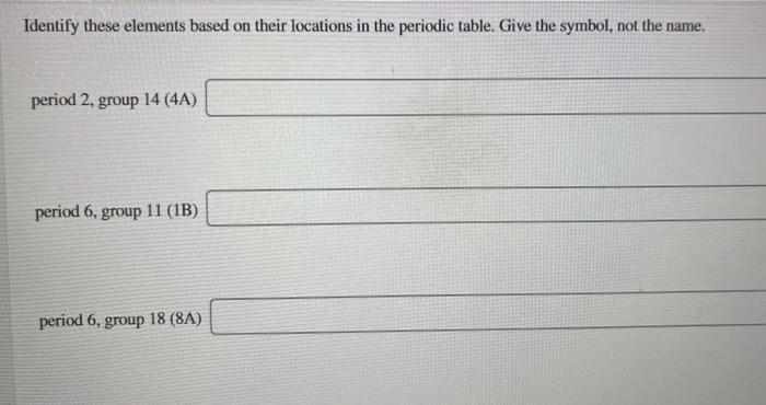 Solved Identify these elements based on their locations in | Chegg.com