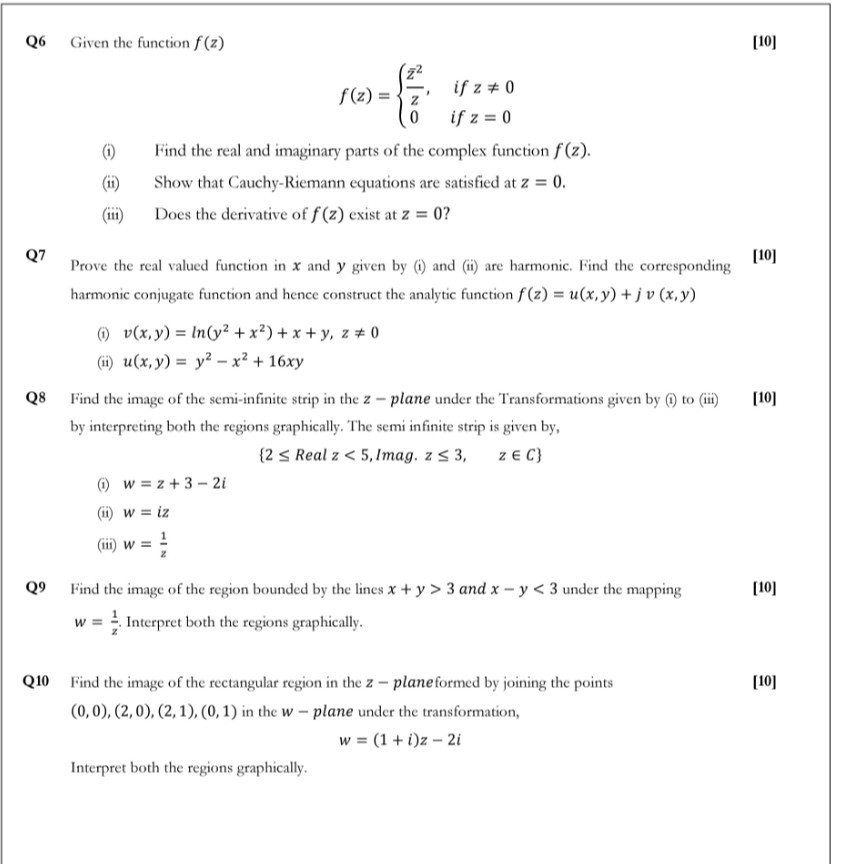 Solved Q6 Given The Function F Z 10 Onir 1 F 2 If Chegg Com