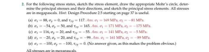 Solved 2. For the following stress states, sketch the stress | Chegg.com
