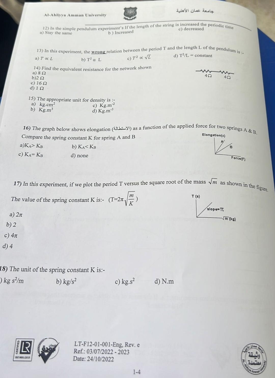 if in a simple pendulum experiment the length