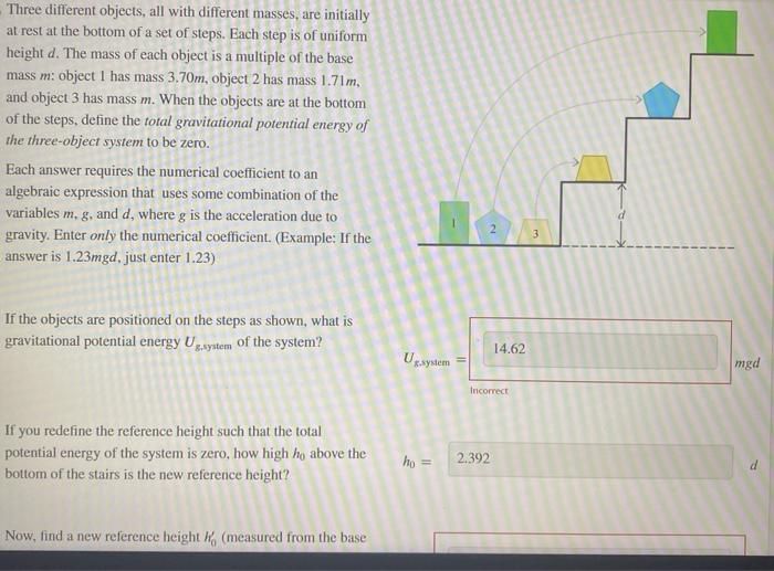 Solved Three different objects, all with different masses, | Chegg.com