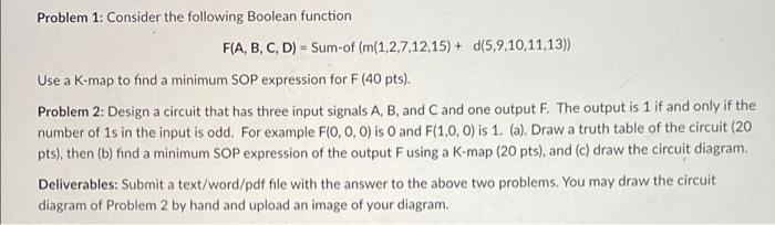 Solved Problem 1: Consider the following Boolean function | Chegg.com