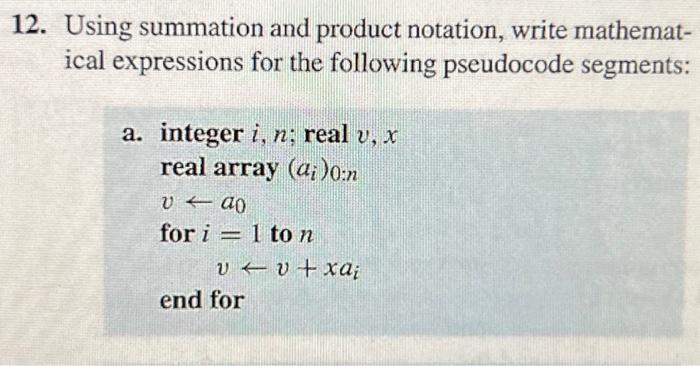 Solved 12. Using summation and product notation, write | Chegg.com