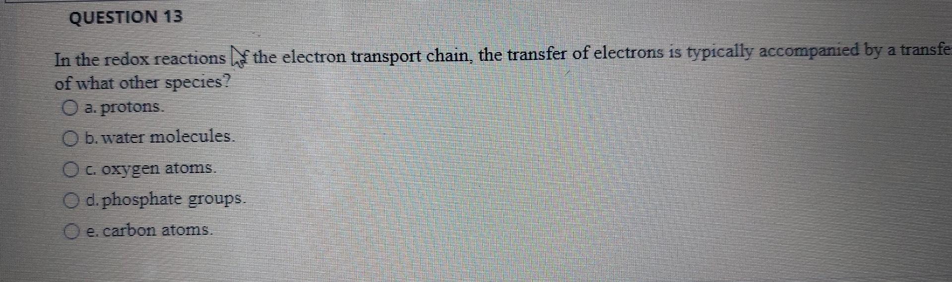 Solved QUESTION 13 In the redox reactions the electron | Chegg.com