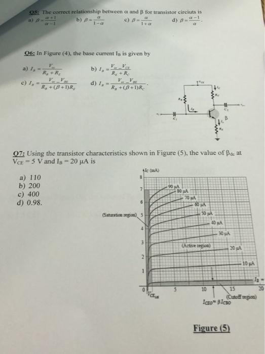 Solved Q.5: The correct relationship between α and β for | Chegg.com