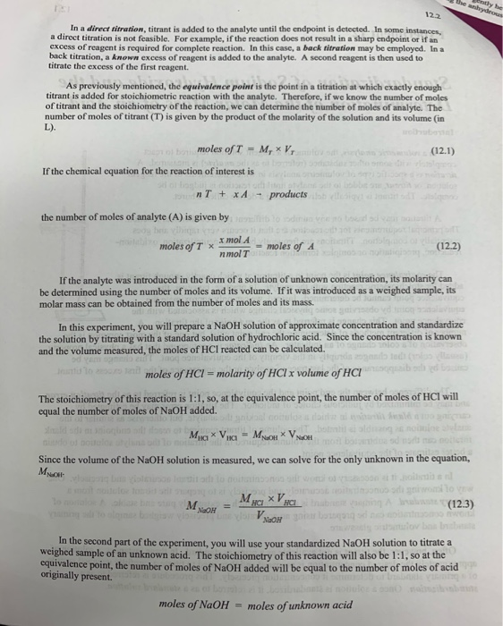 Solved Standardization of Sodium Hydroxide and the | Chegg.com