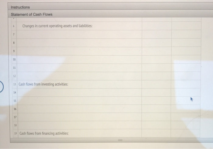 Solved Instructions Statement Of Cash Flows Prepare A