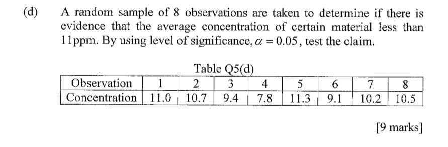 Solved A random sample of 8 observations are taken to | Chegg.com
