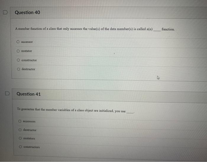 Solved A member function of a class that only accesses the | Chegg.com