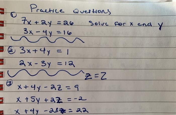 Solved Practice Questions 7x 2y 26 Soluc For X And 3x Chegg Com