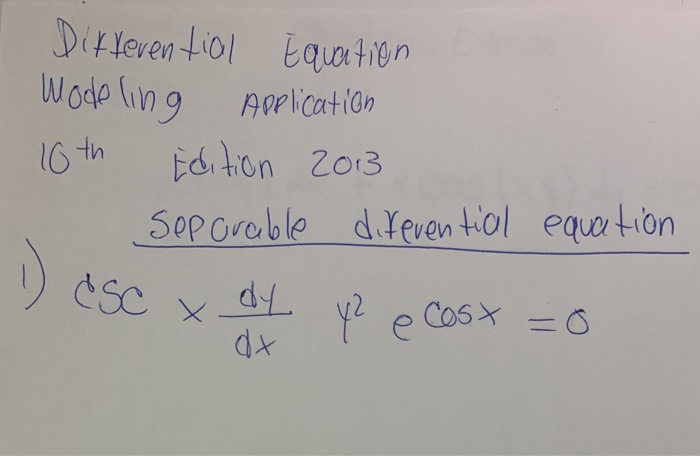 Solved Differential Equation Modeling Application 10th | Chegg.com