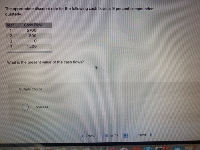 Solved the appropriate discount rate for the following cash