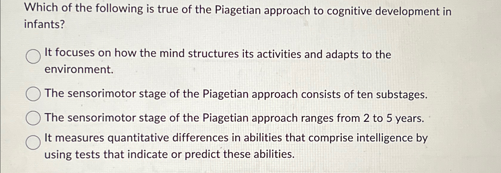 The piagetian shop approach focuses on