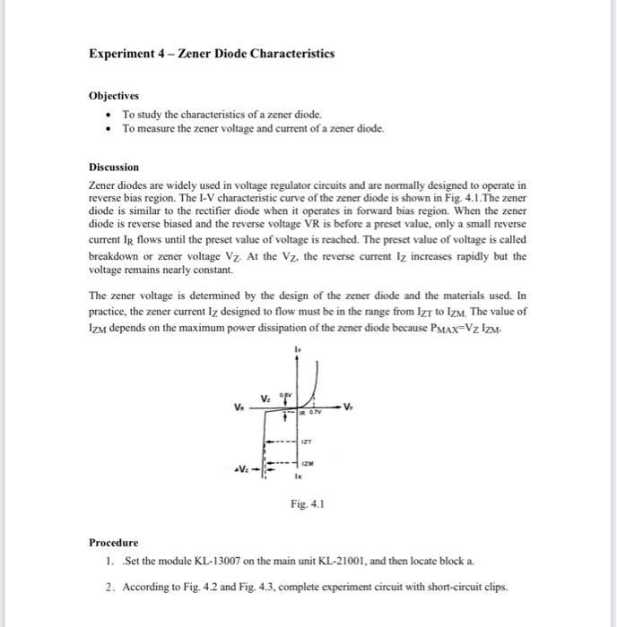 experiment zener diode characteristics