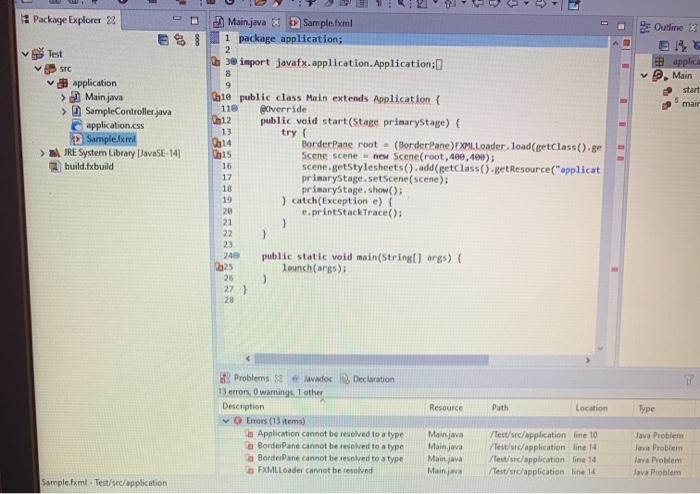 Solved 1: Package Explorer 22 Test Outlinex E! applica Main | Chegg.com