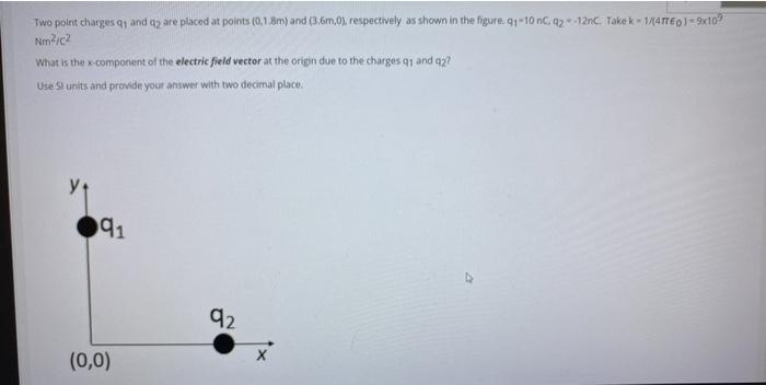 Solved Two point charges q; and 2 are placed at points | Chegg.com