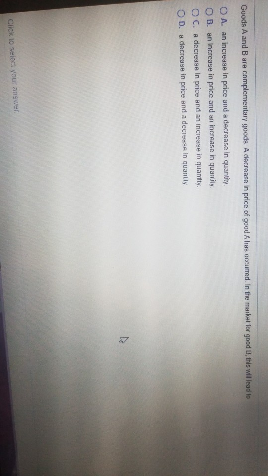 Solved Goods A And B Are Complementary Goods. A Decrease In | Chegg.com