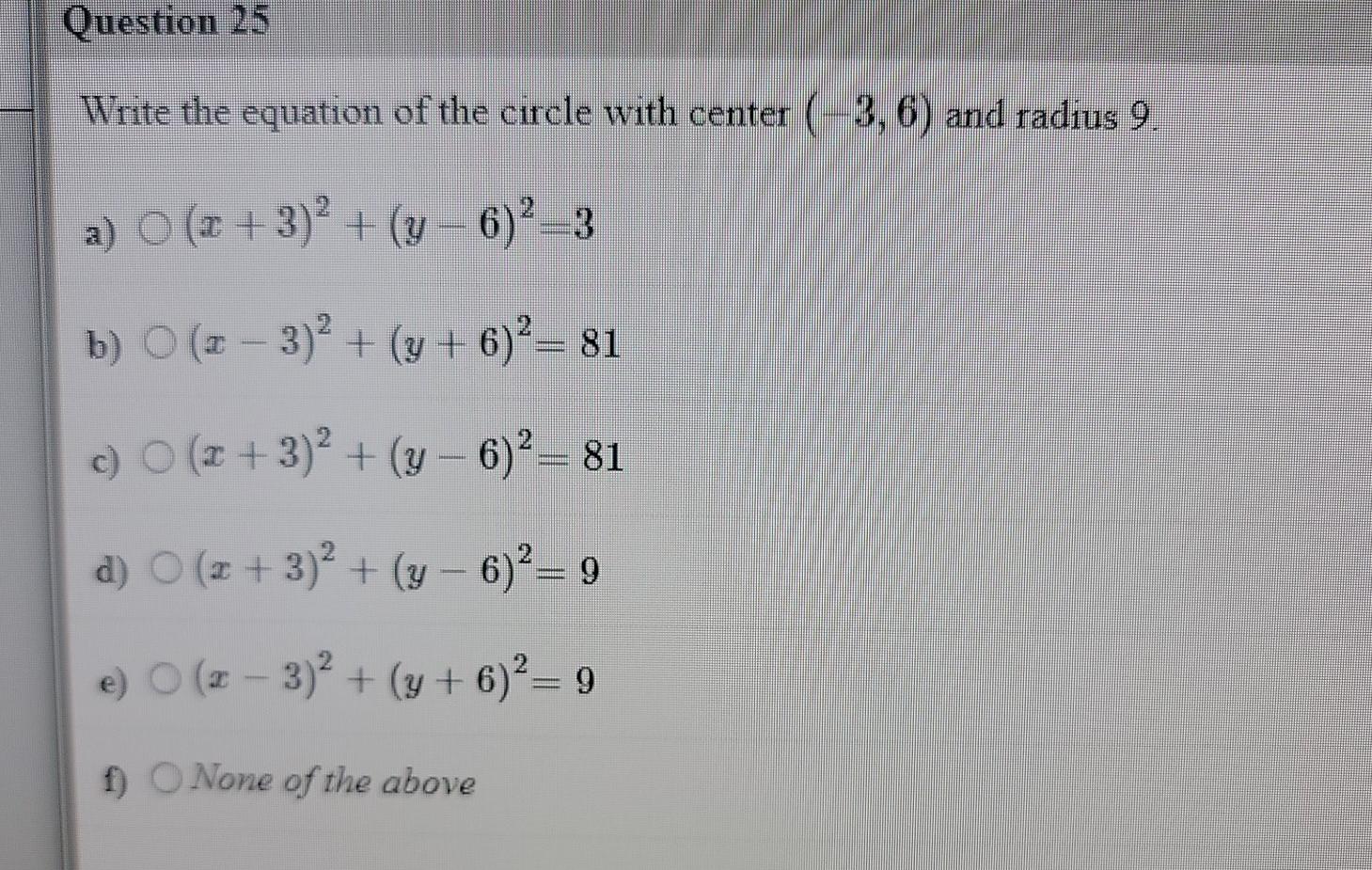 Solved Question 26 Write the equation of the circle with  Chegg.com