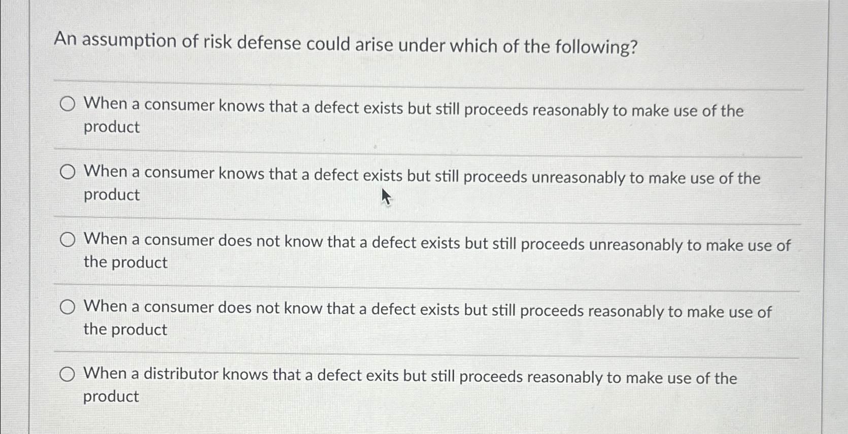 Solved An assumption of risk defense could arise under which