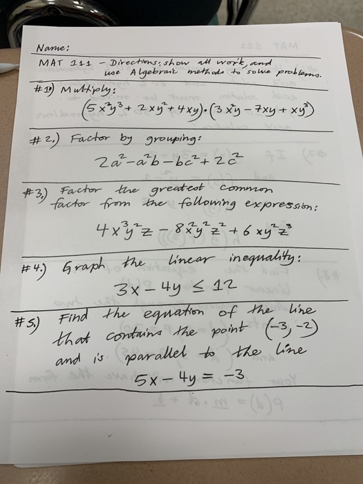 Solved Name Mat 111 Directions Show All Work And Or Use Chegg Com