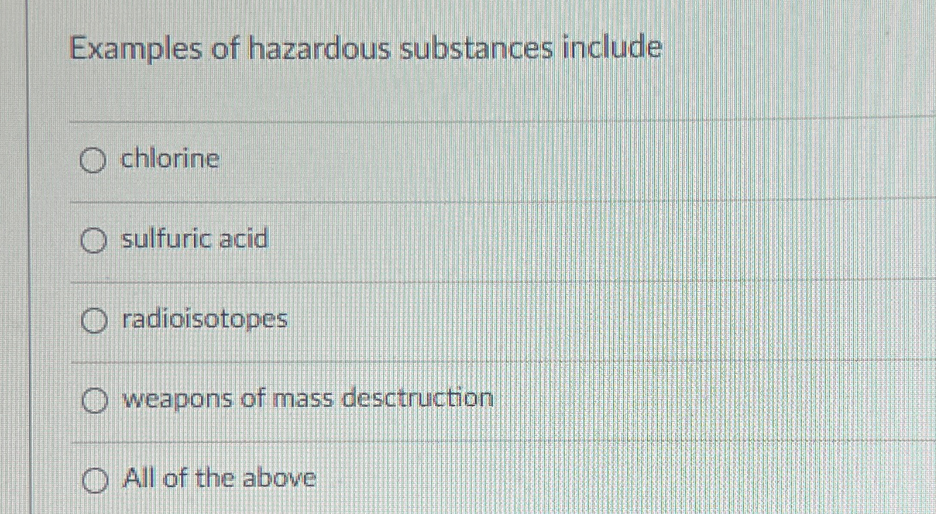 Solved Examples of hazardous substances