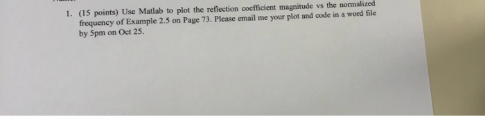 1. (15 points) Use Matlab to plot the reflection | Chegg.com