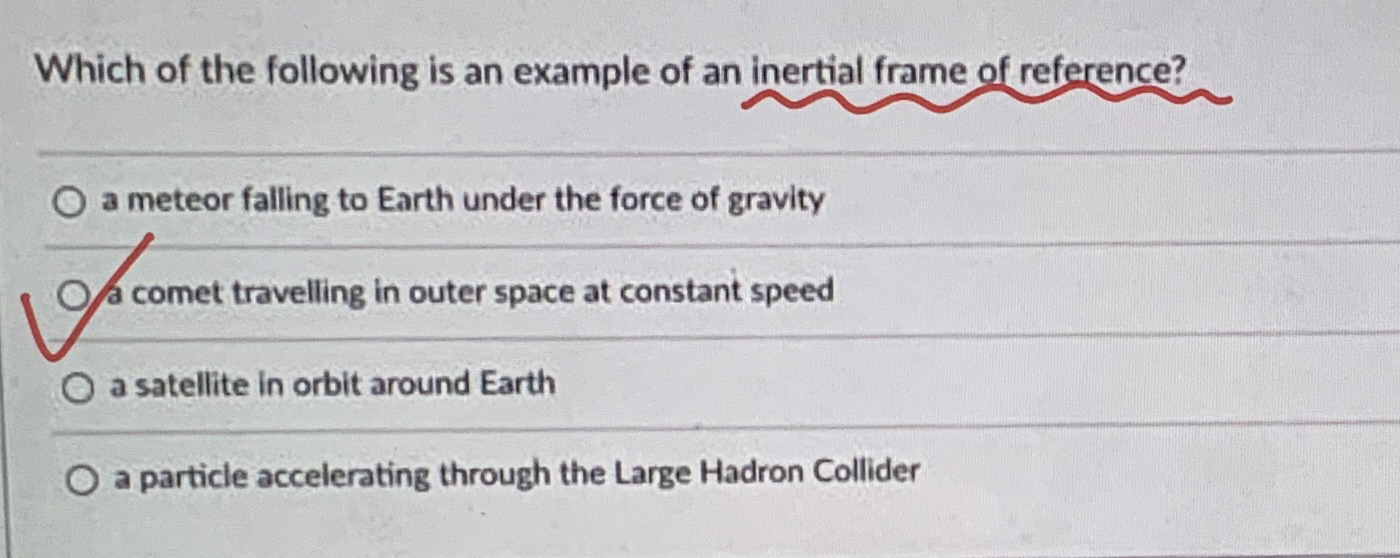 Solved Which of the following is an example of an inertial | Chegg.com