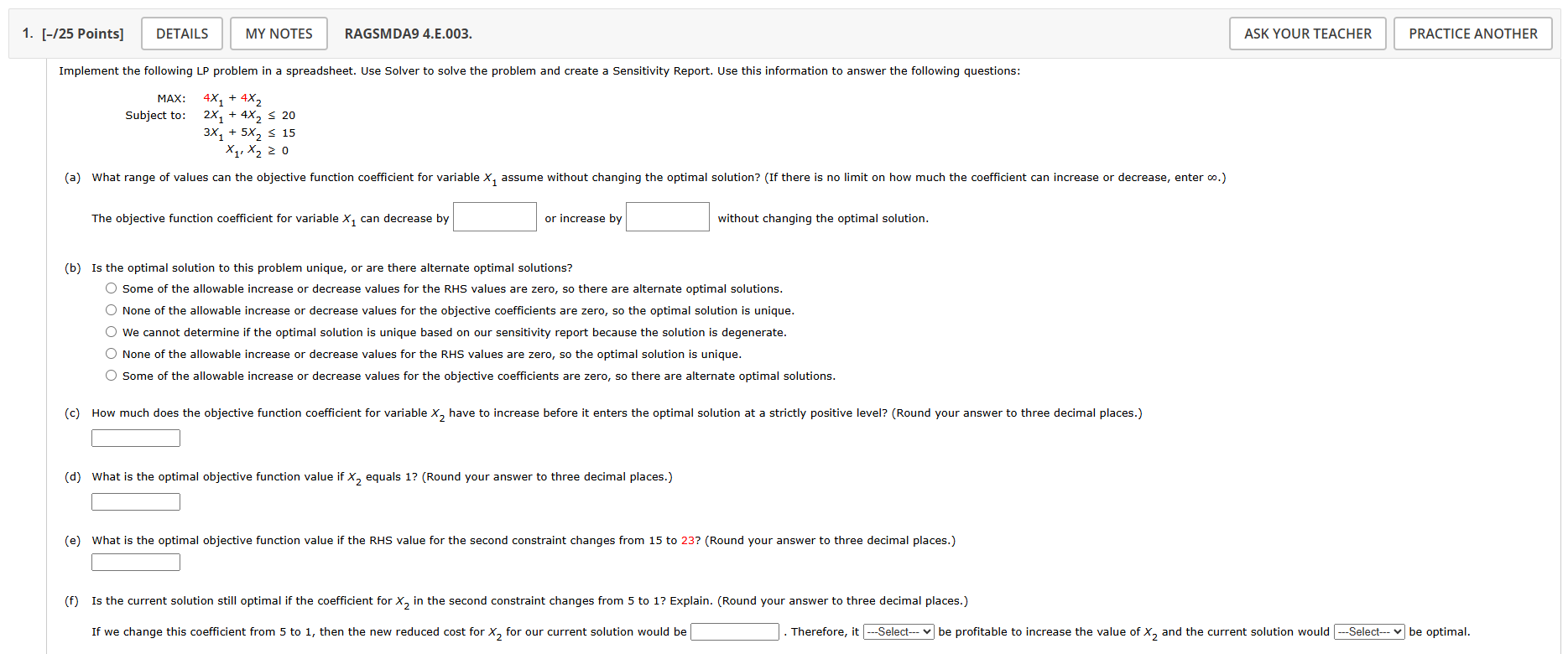 Solved Implement the following LP problem in a spreadsheet. | Chegg.com
